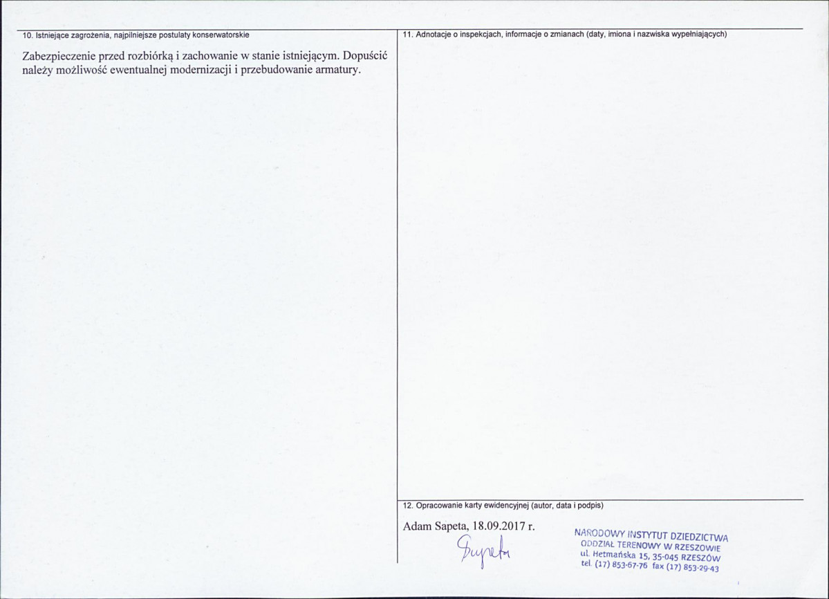 Karta obiektu niewpisanego do rejestru, skan nr 2