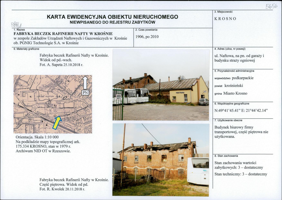 Karta obiektu niewpisanego do rejestru, skan nr 1