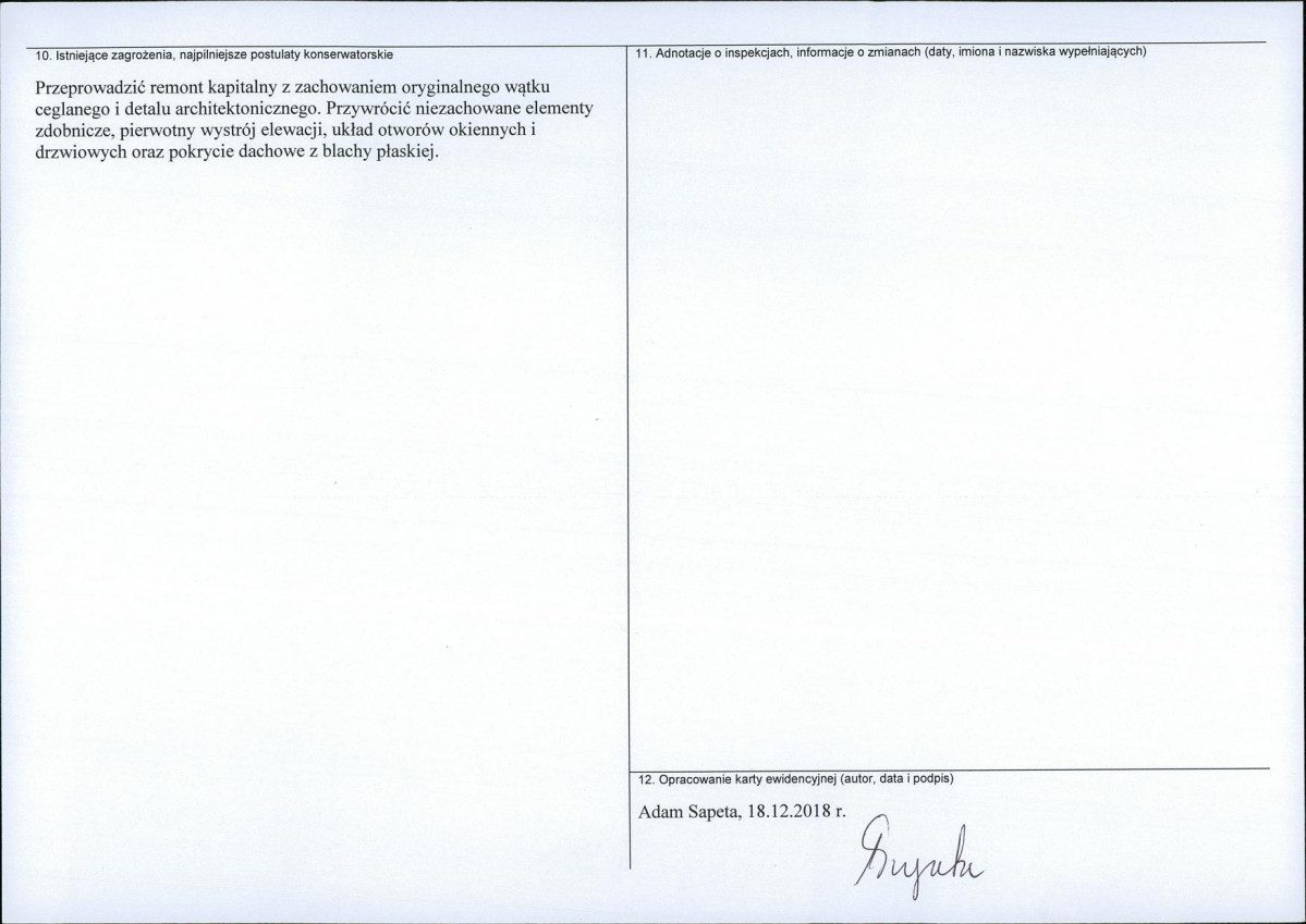 Karta obiektu niewpisanego do rejestru, skan nr 2