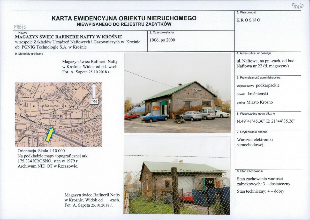 Karta obiektu niewpisanego do rejestru, skan nr 1