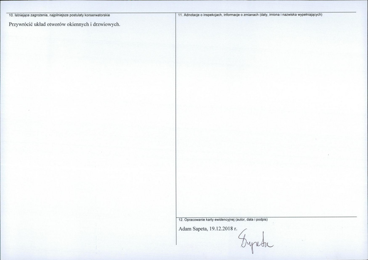 Karta obiektu niewpisanego do rejestru, skan nr 2