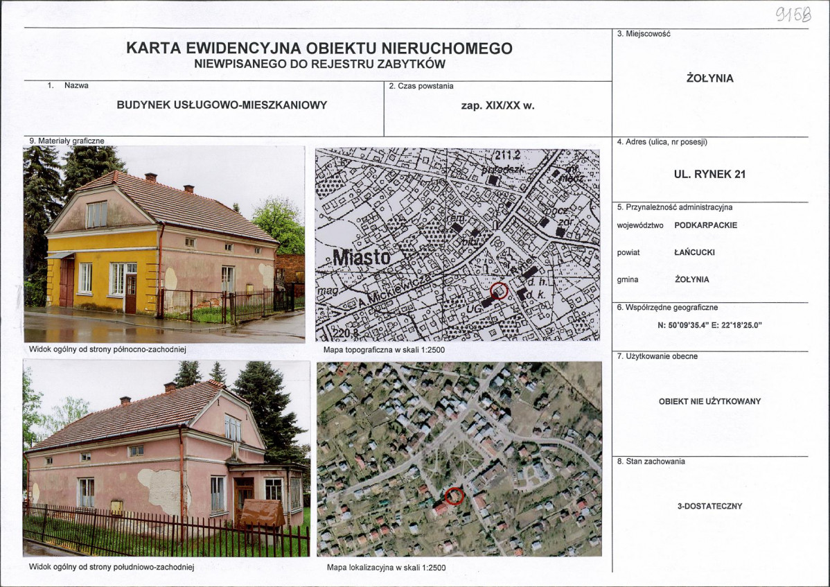 Karta obiektu niewpisanego do rejestru, skan nr 1