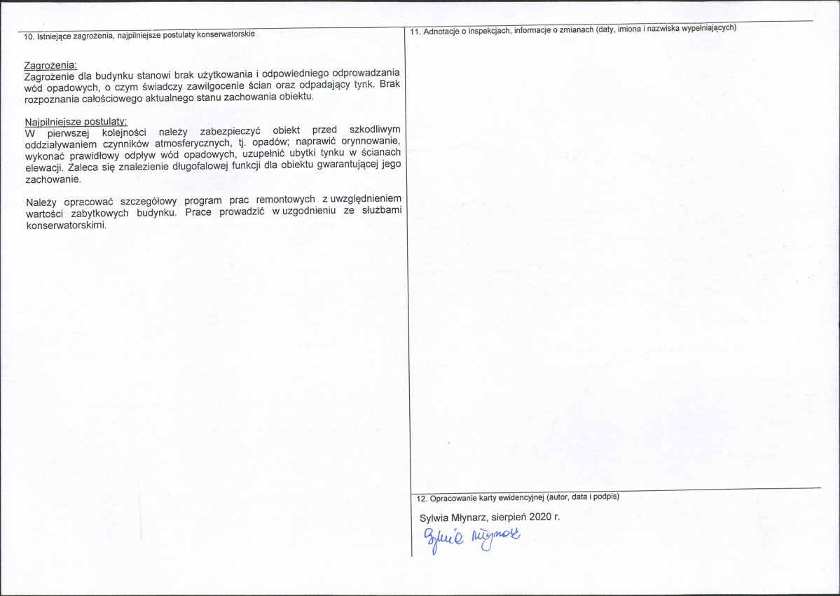 Karta obiektu niewpisanego do rejestru, skan nr 2
