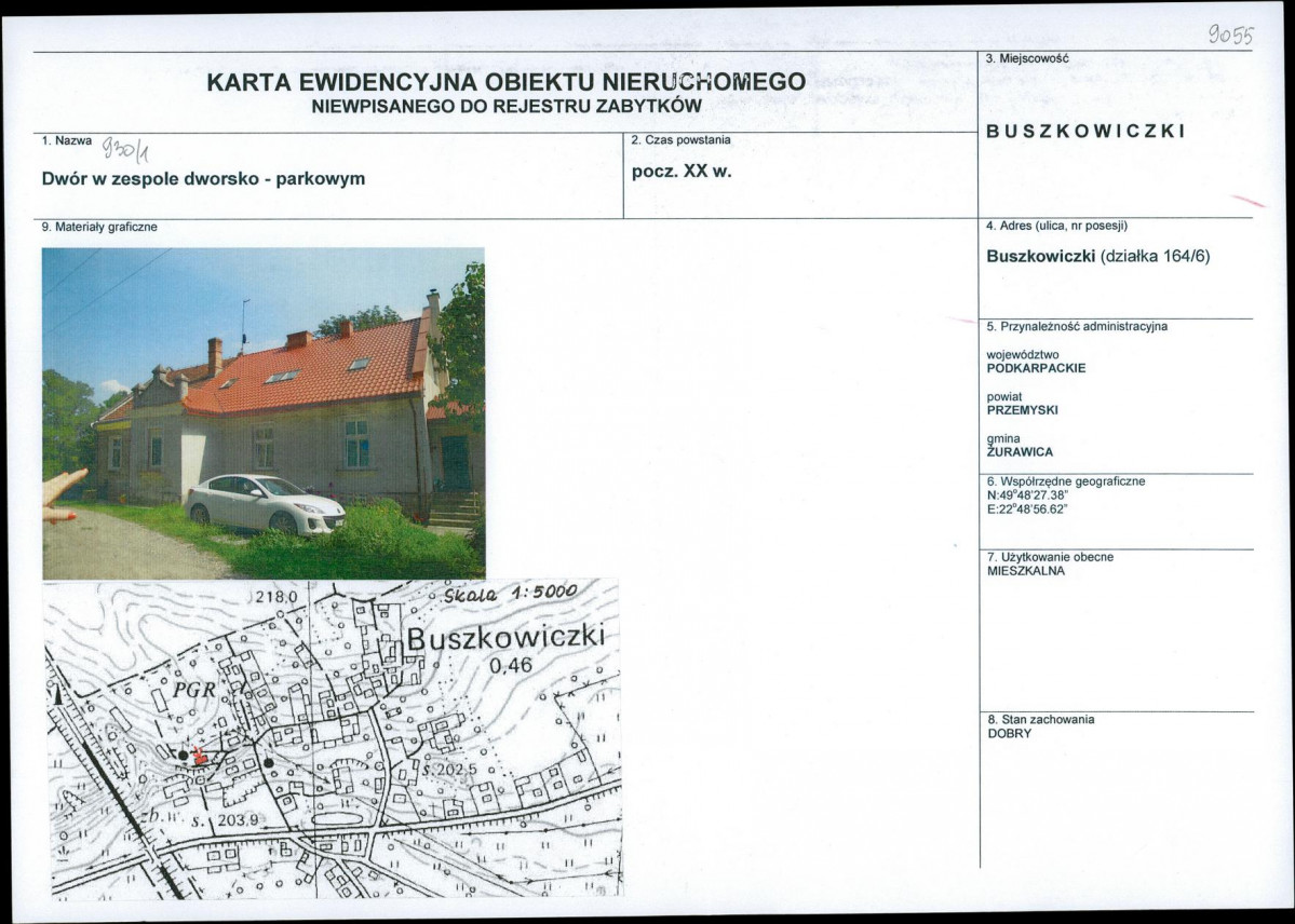 Karta obiektu niewpisanego do rejestru, skan nr 1