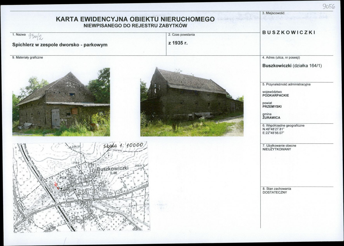 Karta obiektu niewpisanego do rejestru, skan nr 1