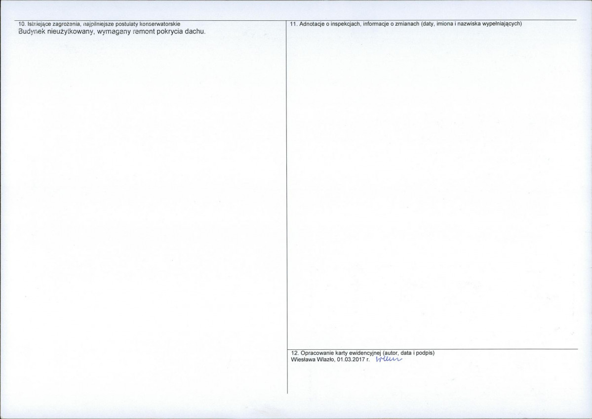 Karta obiektu niewpisanego do rejestru, skan nr 2