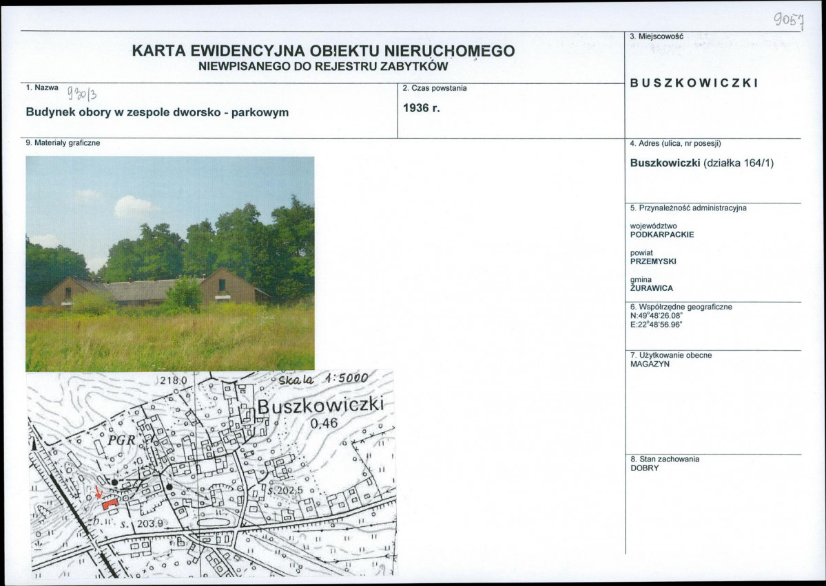 Karta obiektu niewpisanego do rejestru, skan nr 1