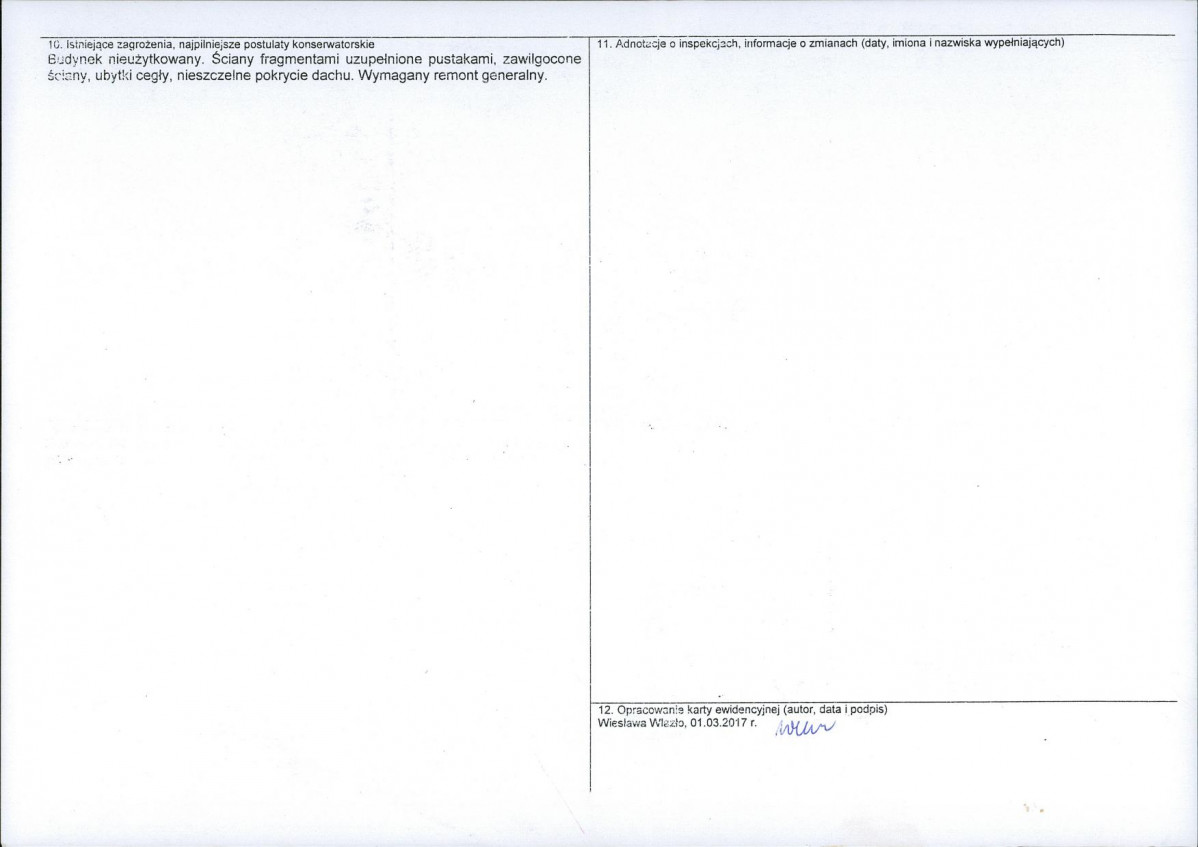 Karta obiektu niewpisanego do rejestru, skan nr 2