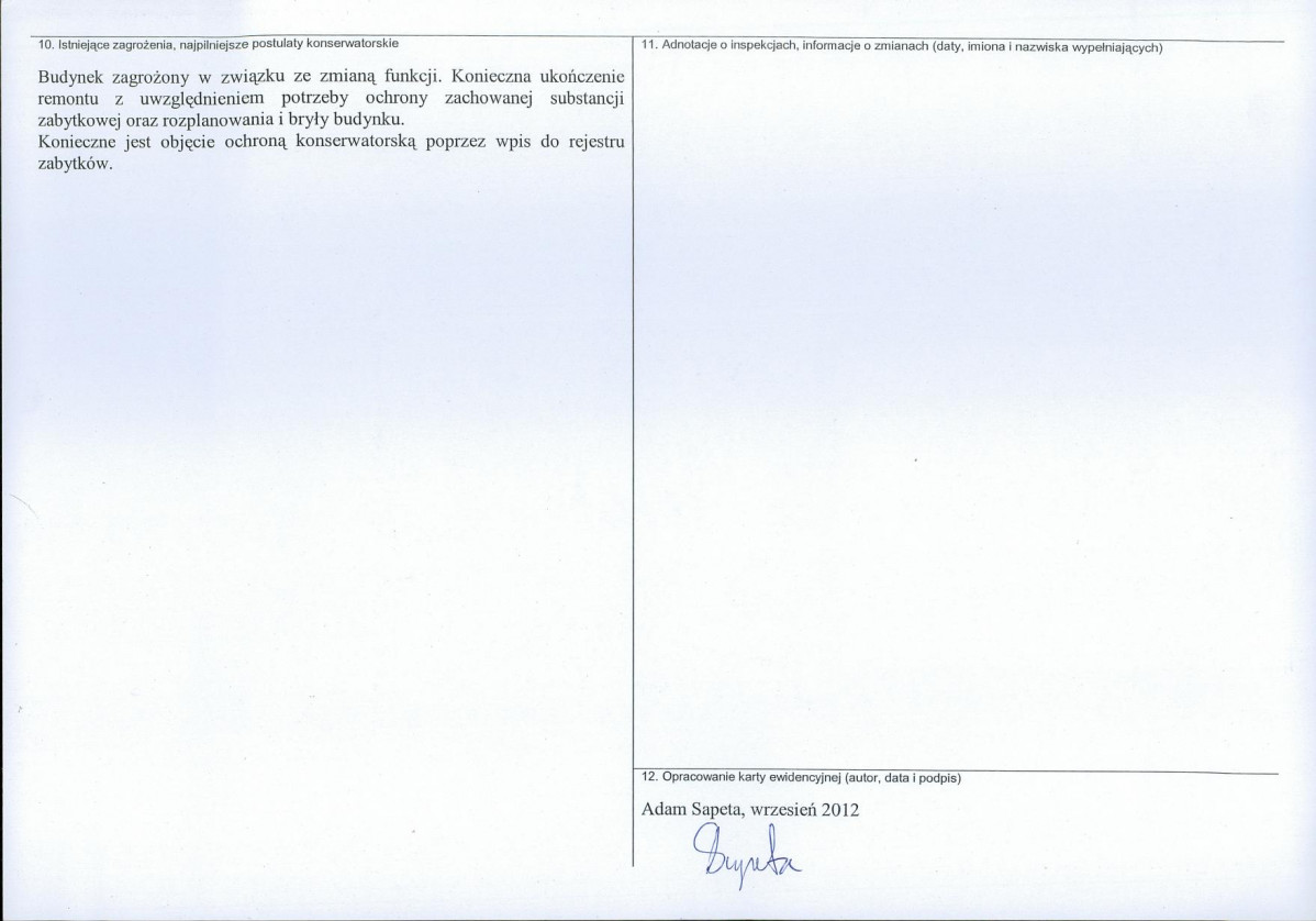 Karta obiektu niewpisanego do rejestru, skan nr 2