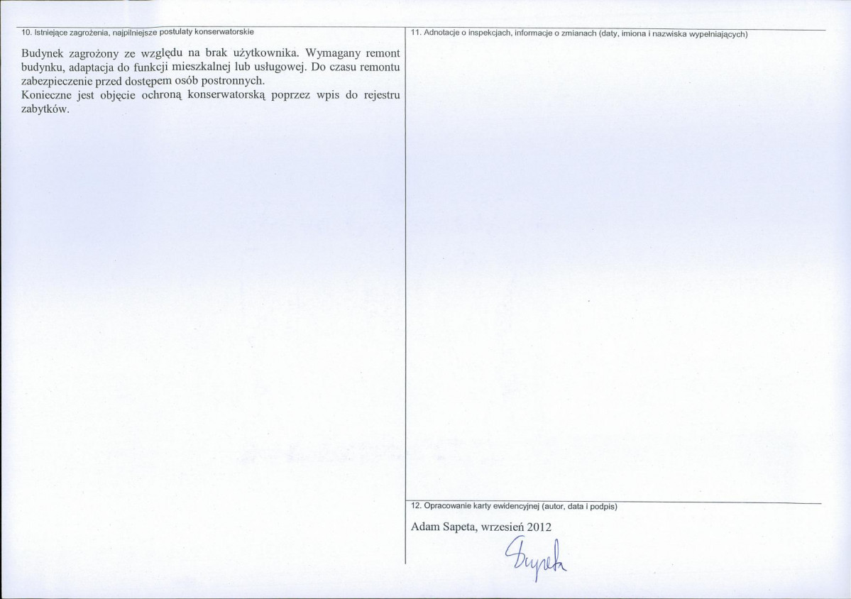 Karta obiektu niewpisanego do rejestru, skan nr 2