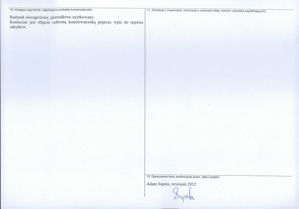 Karta obiektu niewpisanego do rejestru, skan nr 2