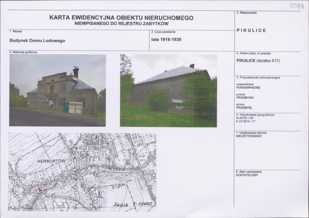 Karta obiektu niewpisanego do rejestru, skan nr 1