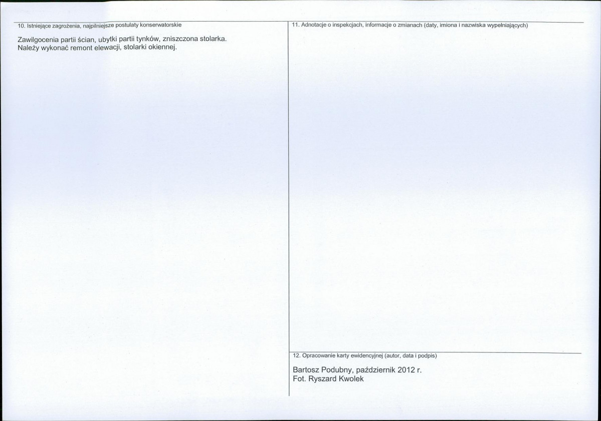 Karta obiektu niewpisanego do rejestru, skan nr 2