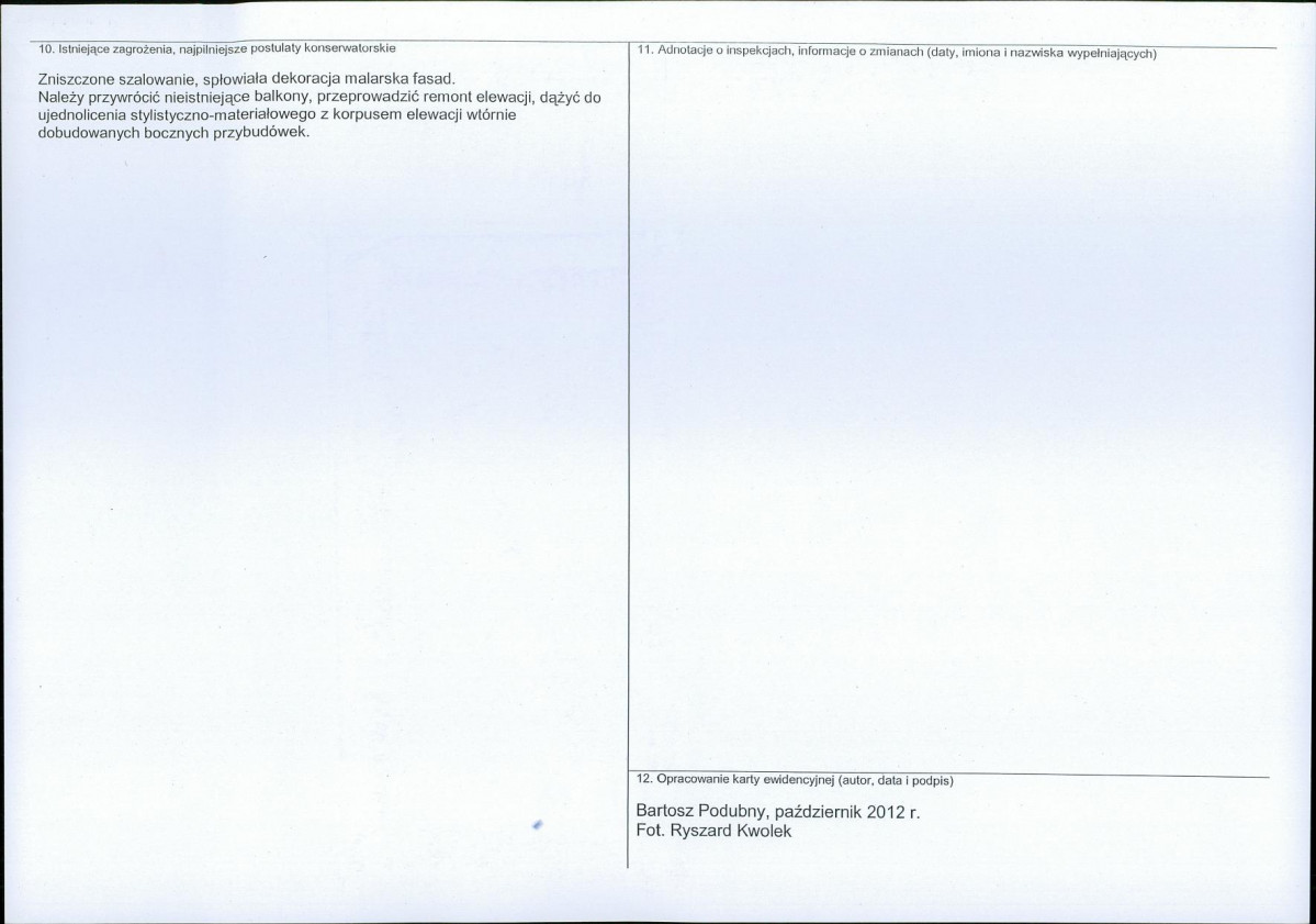 Karta obiektu niewpisanego do rejestru, skan nr 2