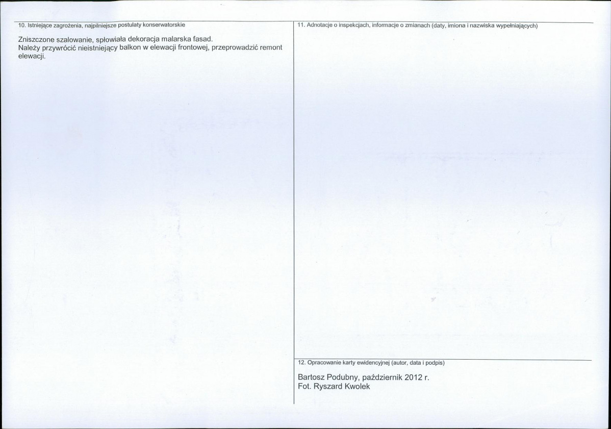 Karta obiektu niewpisanego do rejestru, skan nr 2
