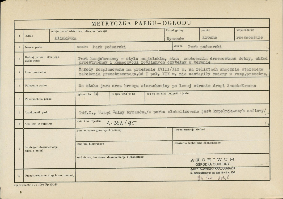 Ewidencja parkowa, skan nr 3