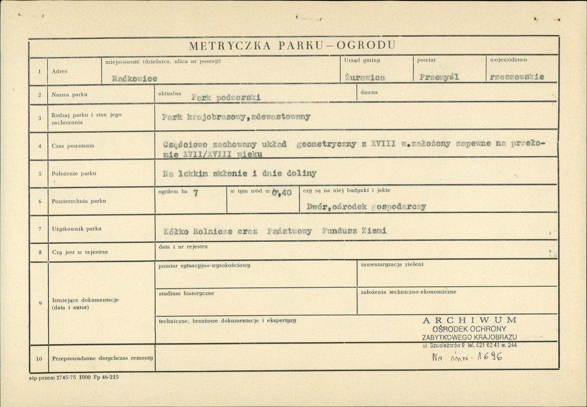 Ewidencja parkowa, skan nr 3