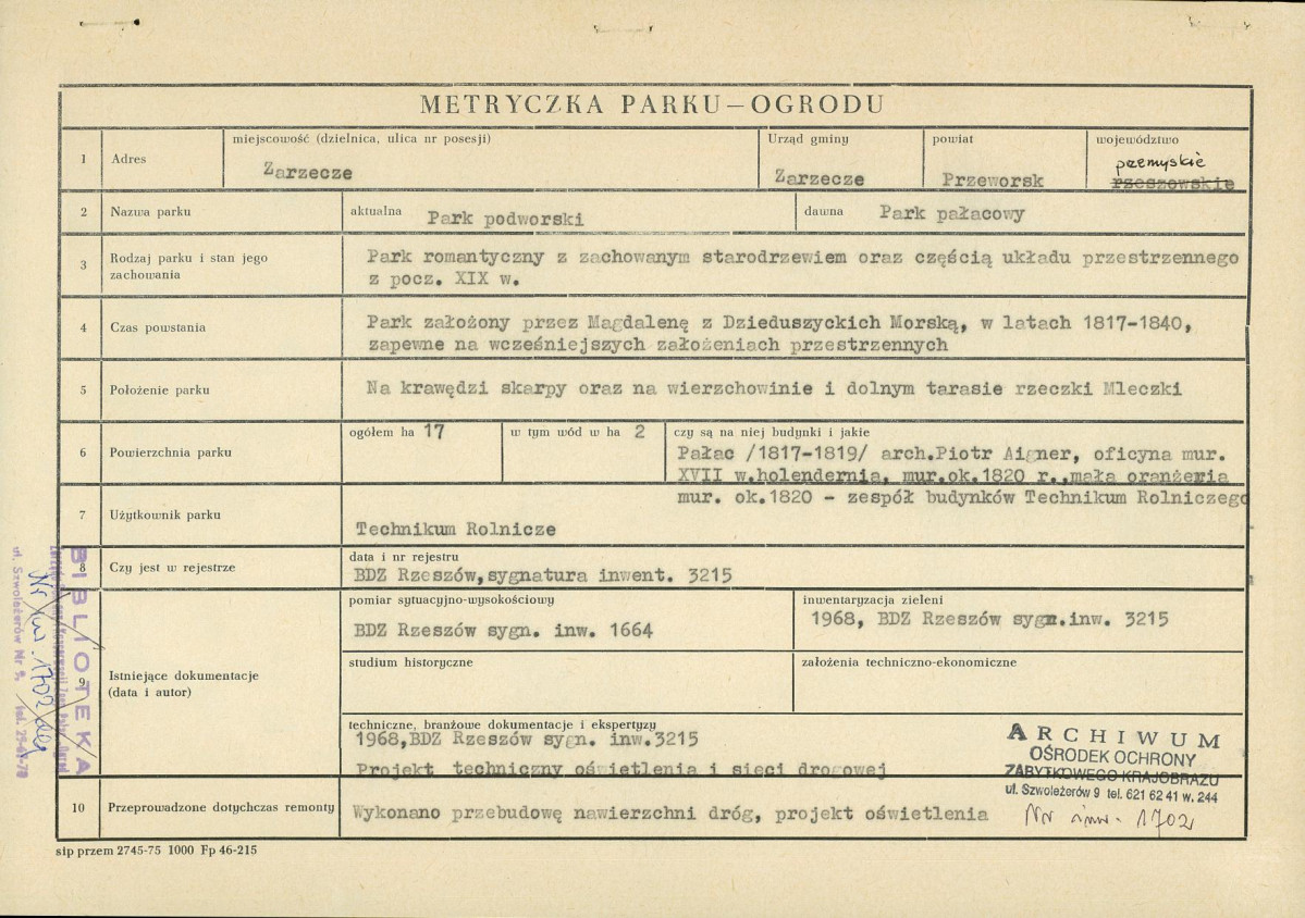 Ewidencja parkowa, skan nr 3