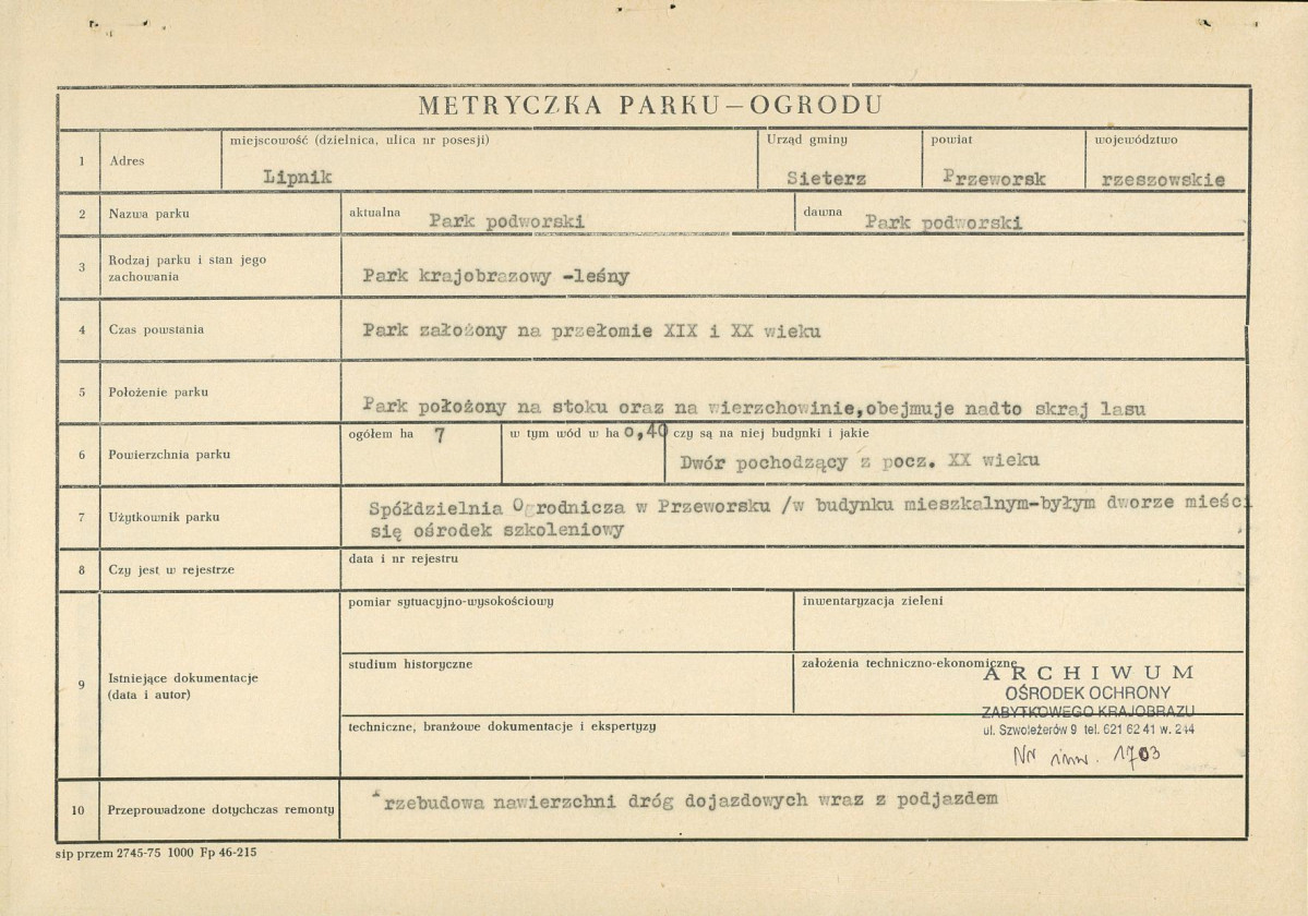 Ewidencja parkowa, skan nr 3