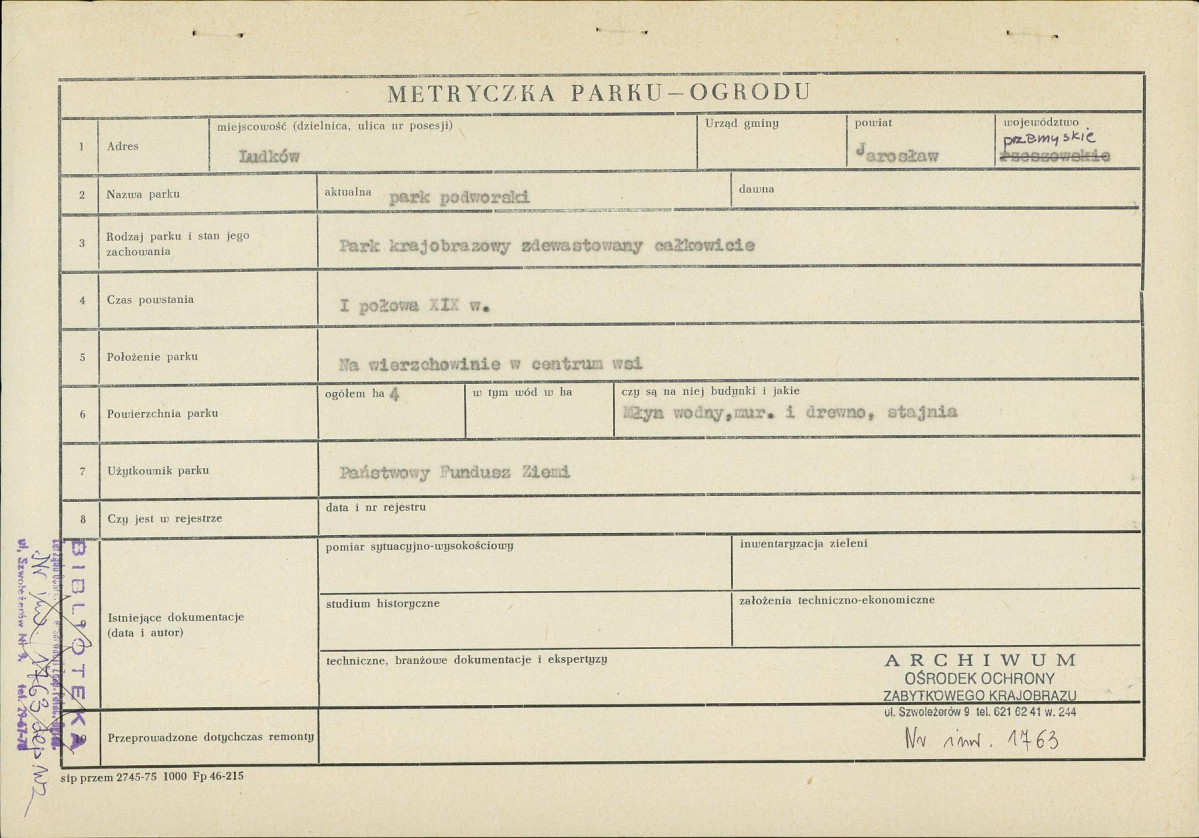 Ewidencja parkowa, skan nr 3