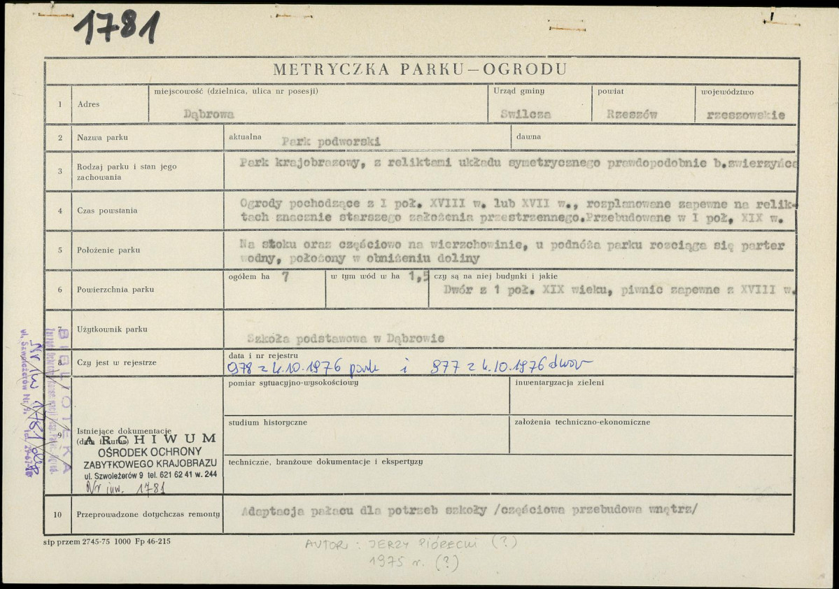 Ewidencja parkowa, skan nr 2