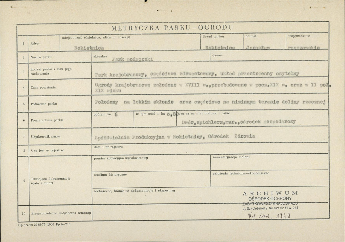 Ewidencja parkowa, skan nr 3