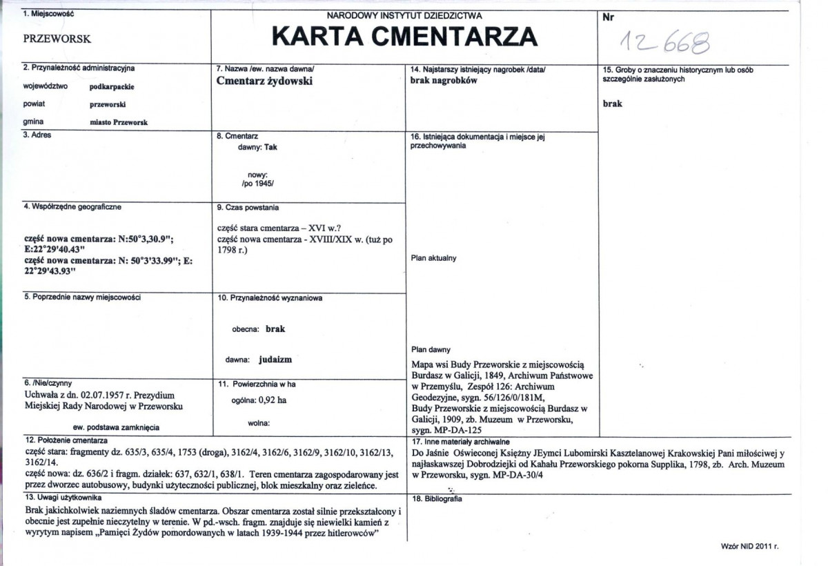 KC - Karta cmentarza, skan nr 1