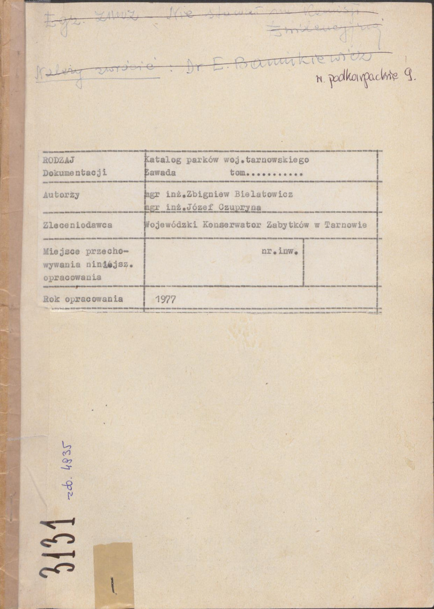 EP - Ewidencja parkowa, skan nr 1