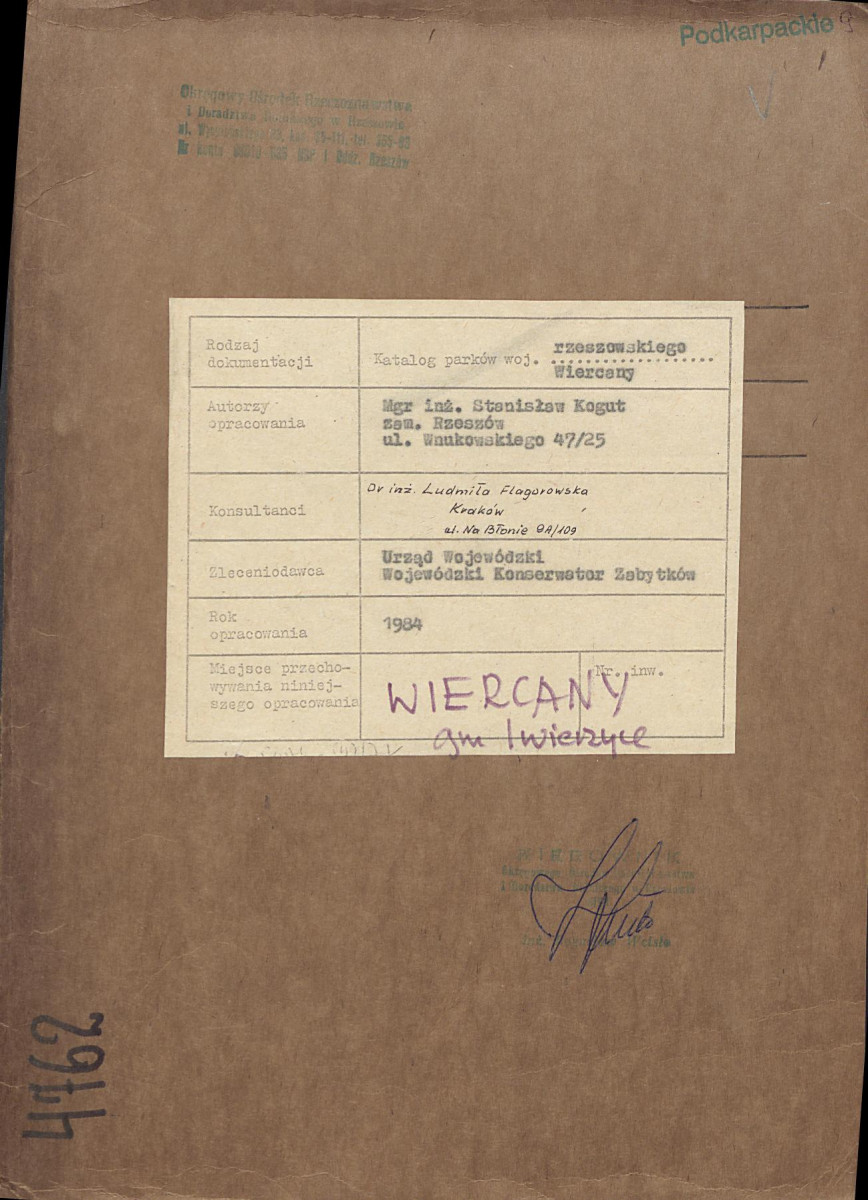 EP - Ewidencja parkowa, skan nr 1