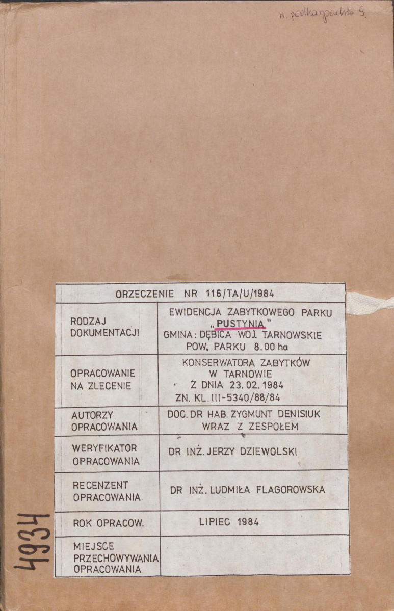 EP - Ewidencja parkowa, skan nr 1
