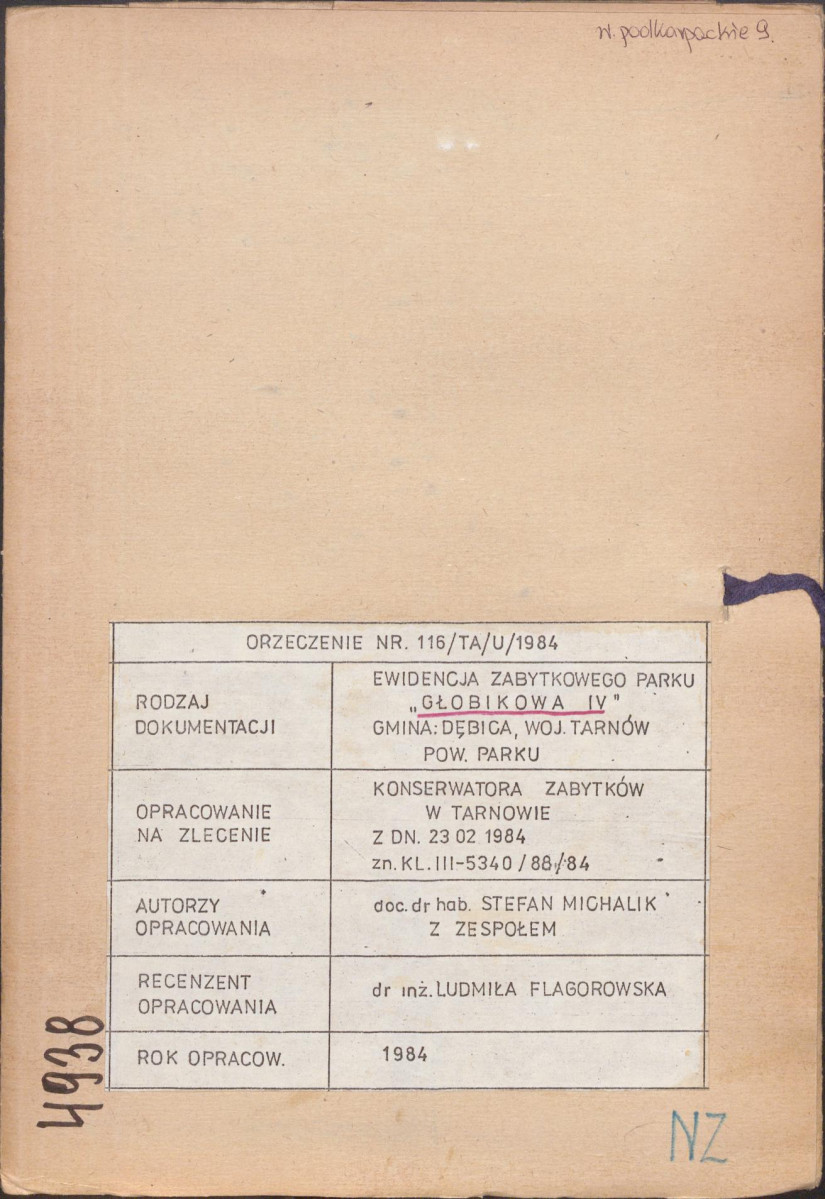 EP - Ewidencja parkowa, skan nr 1