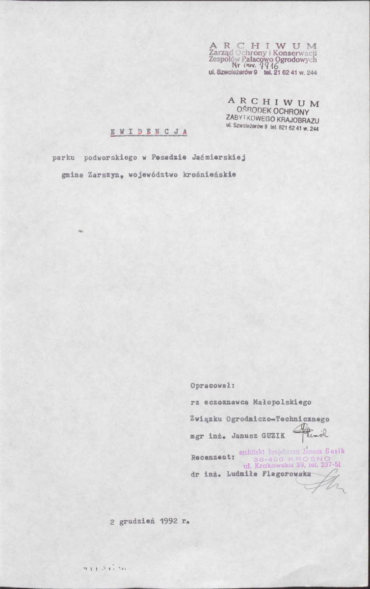 EP - Ewidencja parkowa, skan nr 4