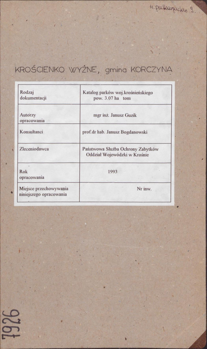 EP - Ewidencja parkowa, skan nr 1