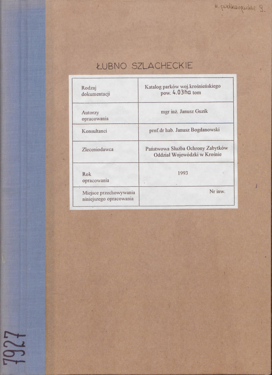 EP - Ewidencja parkowa, skan nr 1