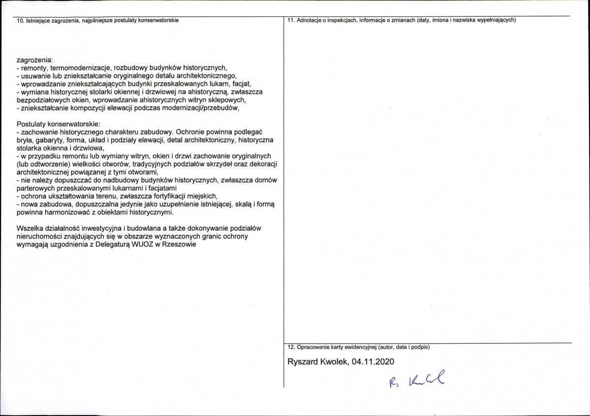 Karta obiektu niewpisanego do rejestru, skan nr 2