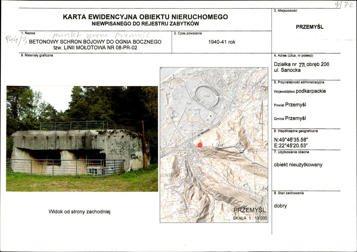 Karta obiektu niewpisanego do rejestru, skan nr 1