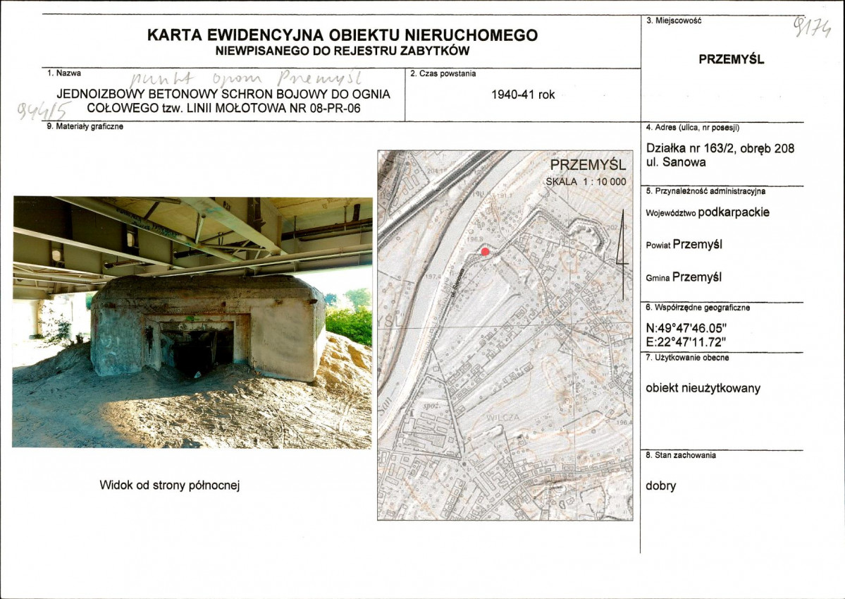 Karta obiektu niewpisanego do rejestru, skan nr 1