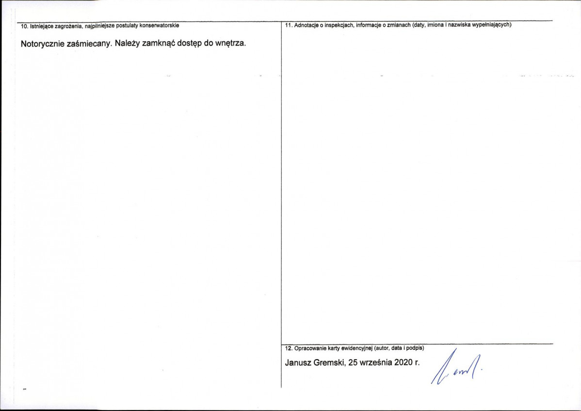 Karta obiektu niewpisanego do rejestru, skan nr 2