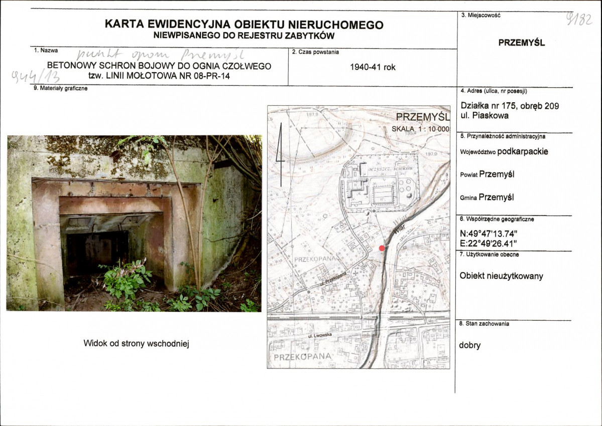 Karta obiektu niewpisanego do rejestru, skan nr 1