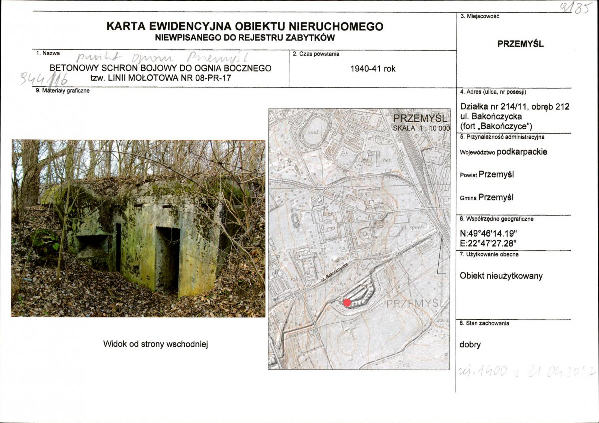 Karta obiektu niewpisanego do rejestru, skan nr 1