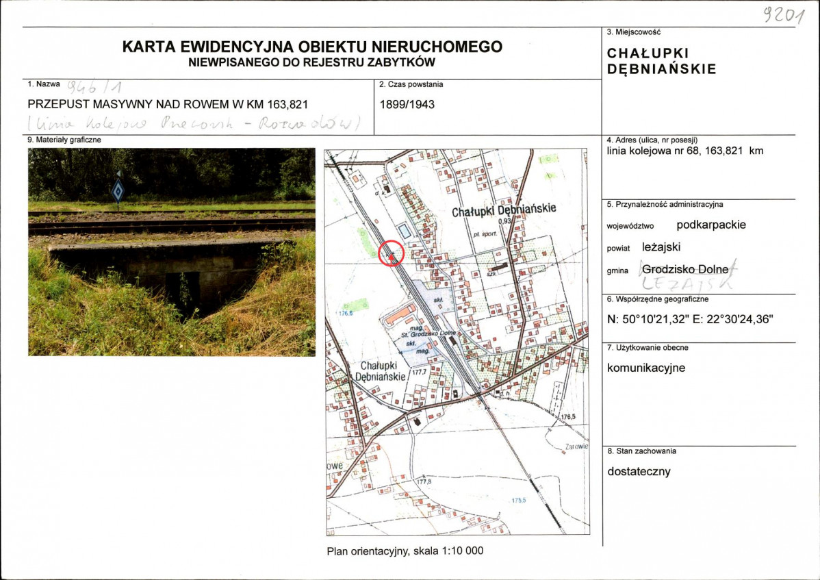 Karta obiektu niewpisanego do rejestru, skan nr 1