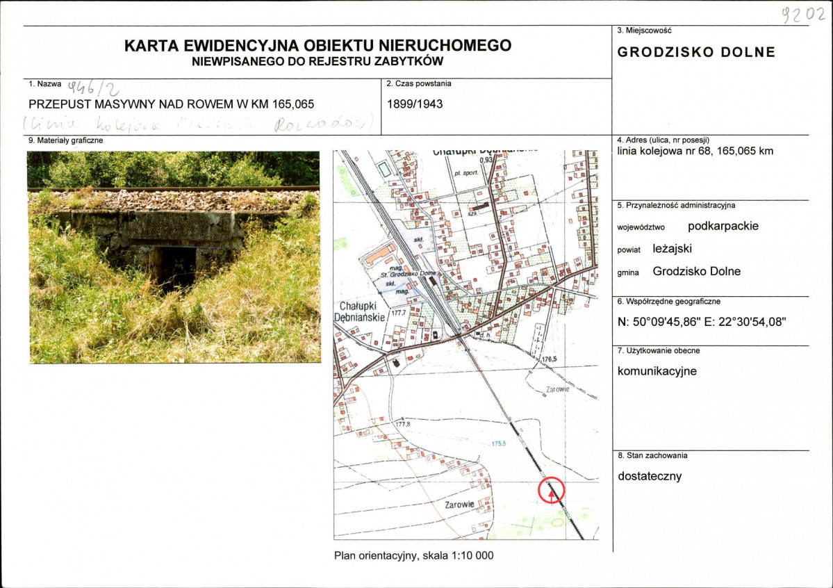Karta obiektu niewpisanego do rejestru, skan nr 1