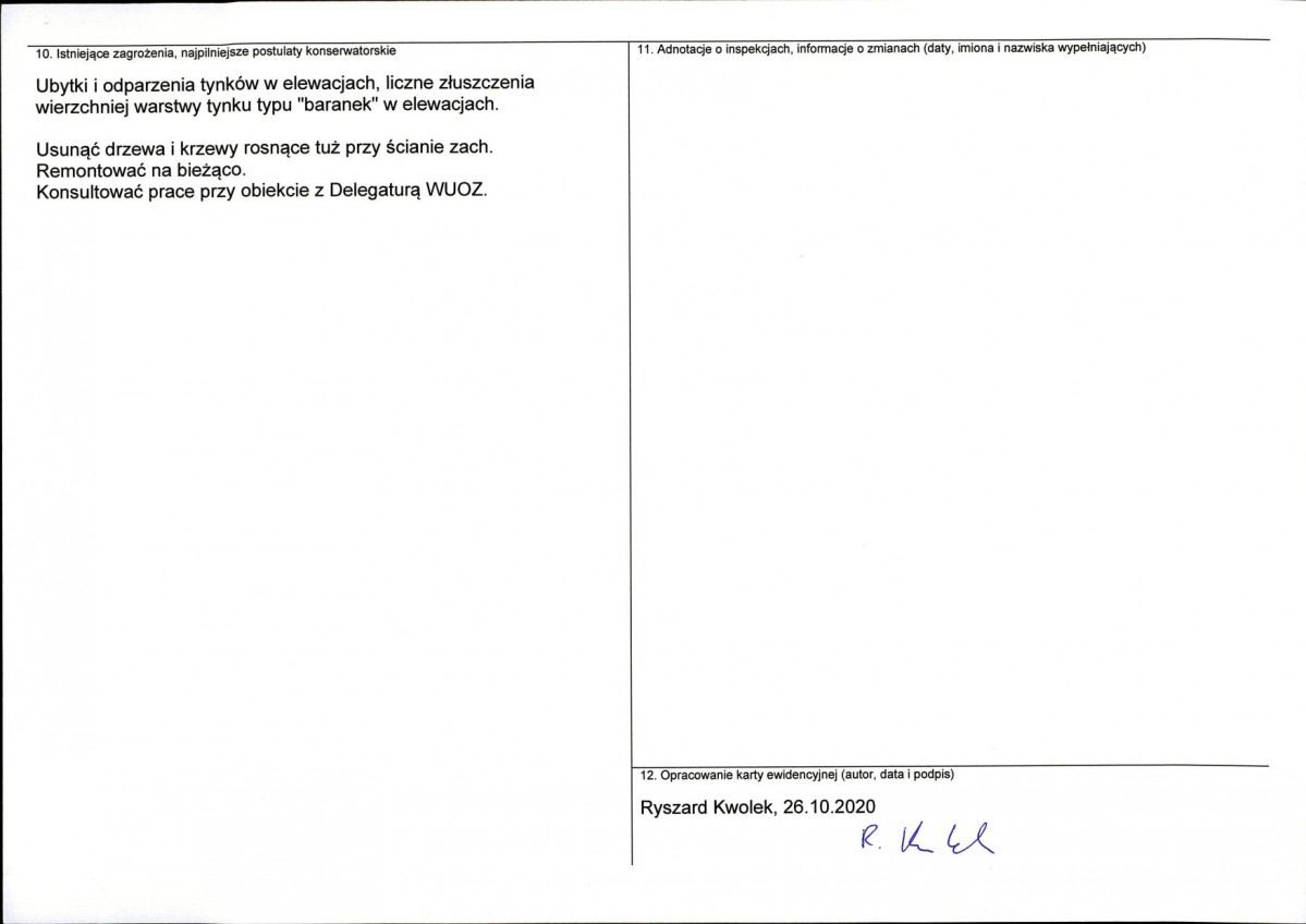 Karta obiektu niewpisanego do rejestru, skan nr 2