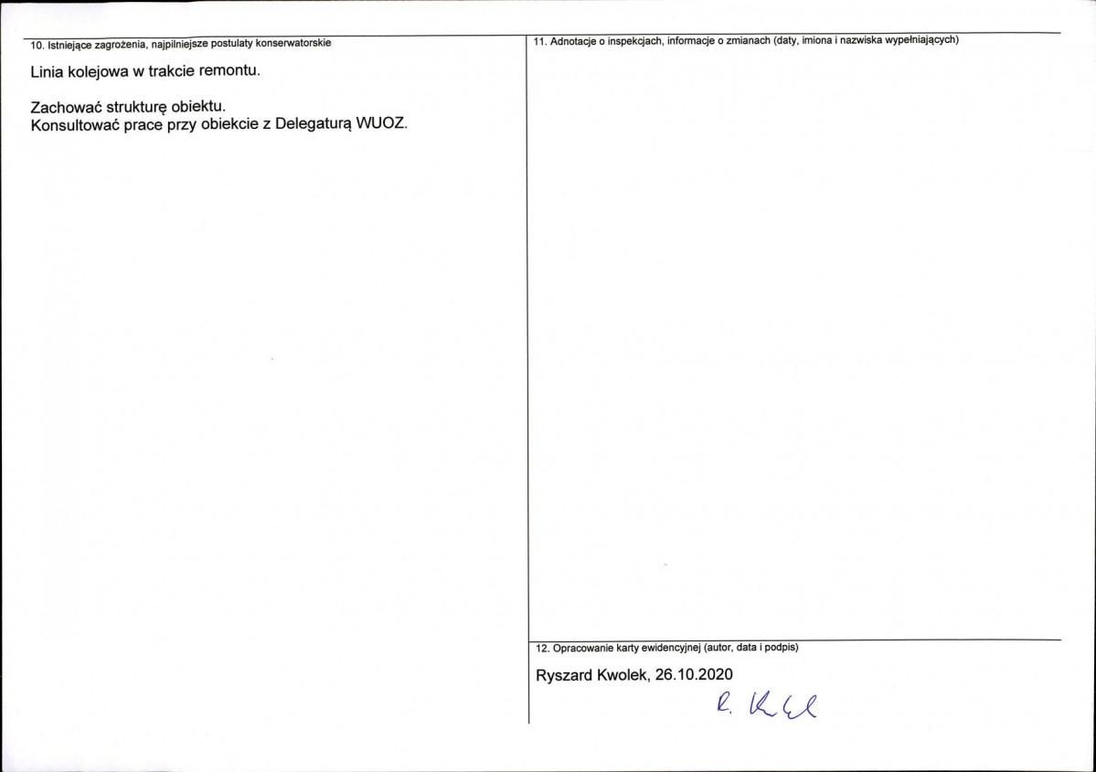 Karta obiektu niewpisanego do rejestru, skan nr 2