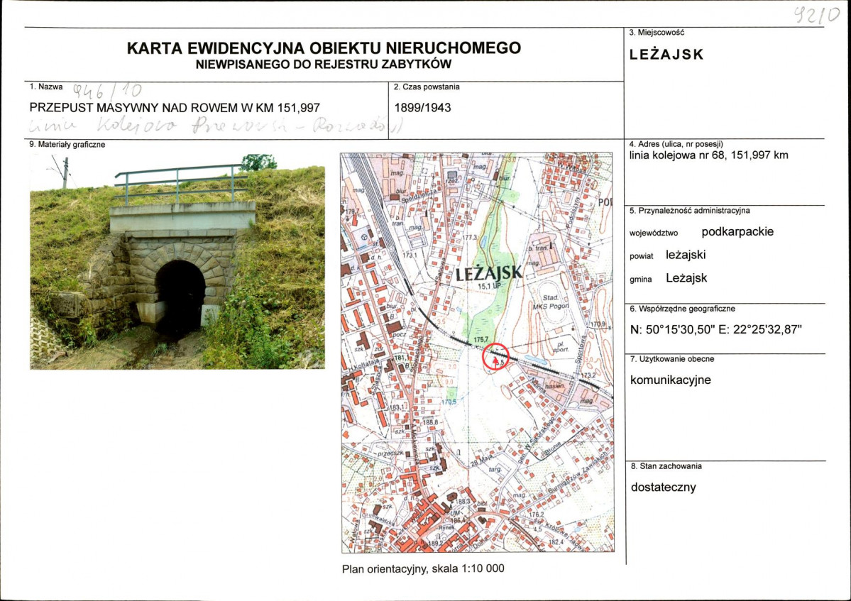 Karta obiektu niewpisanego do rejestru, skan nr 1