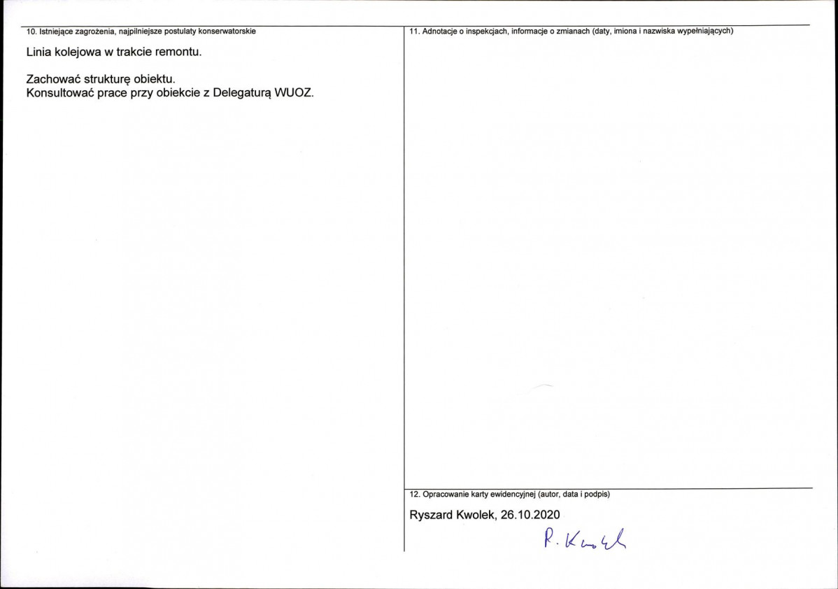 Karta obiektu niewpisanego do rejestru, skan nr 2