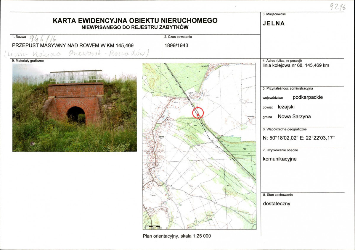 Karta obiektu niewpisanego do rejestru, skan nr 1