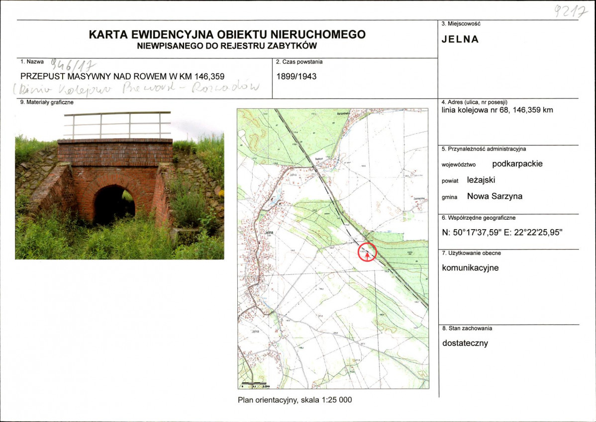 Karta obiektu niewpisanego do rejestru, skan nr 1