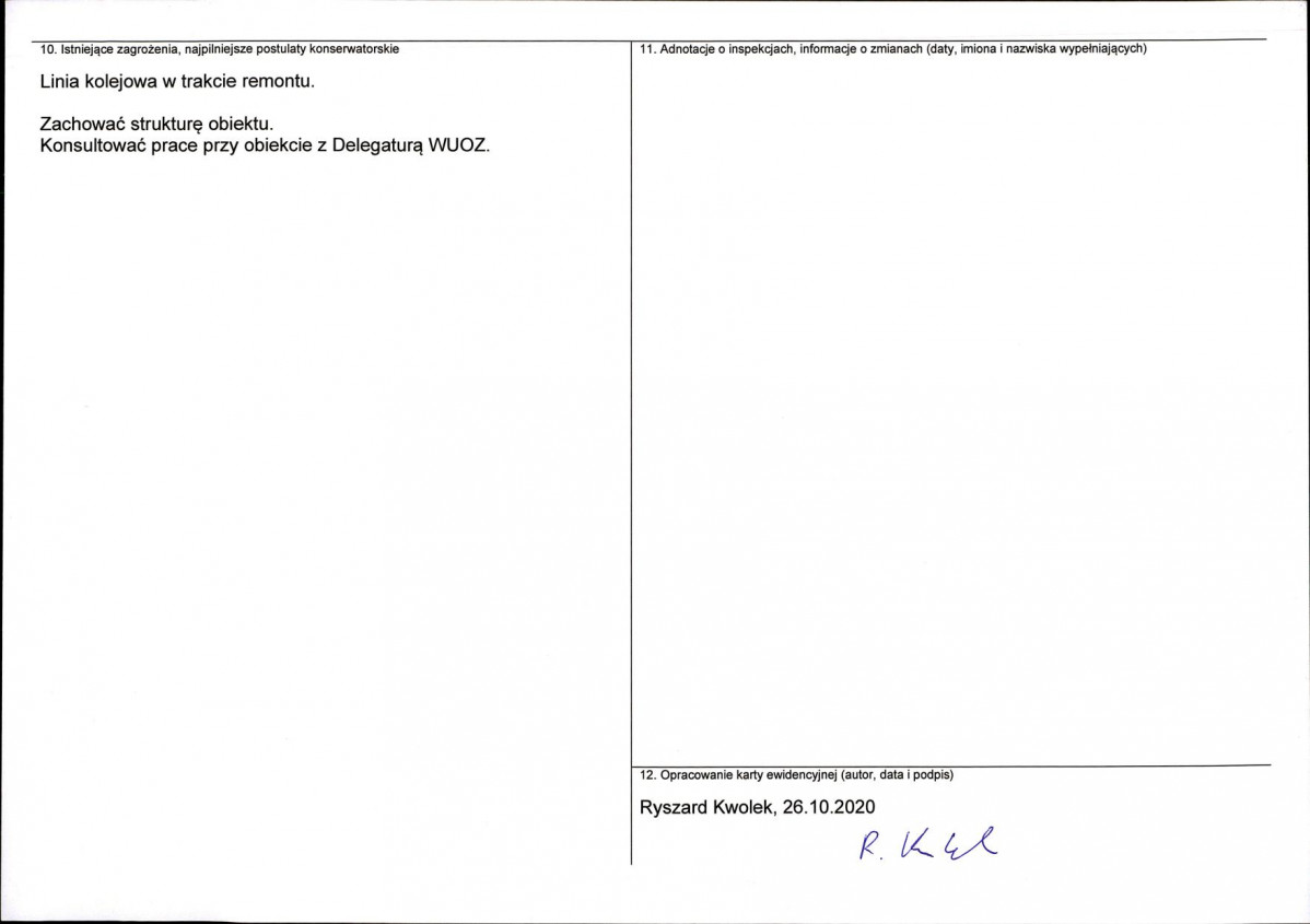 Karta obiektu niewpisanego do rejestru, skan nr 2