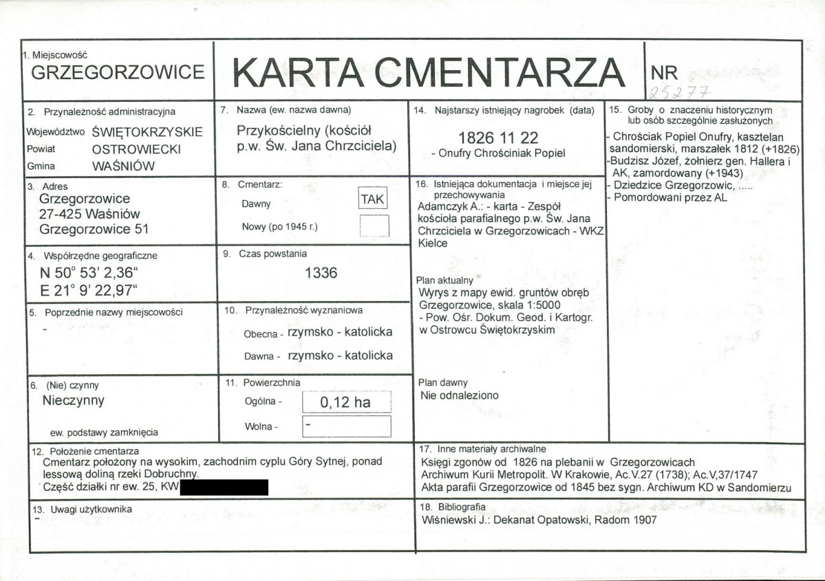 KC - Karta cmentarza, skan nr 1